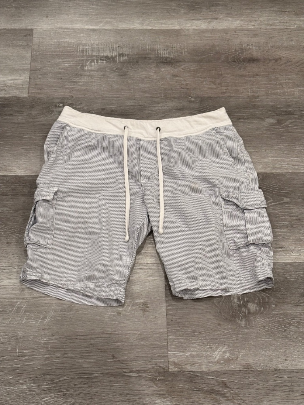 James Perse Parachute Poplin Cargo Short Stripe Pockets Drawstring Mens 3